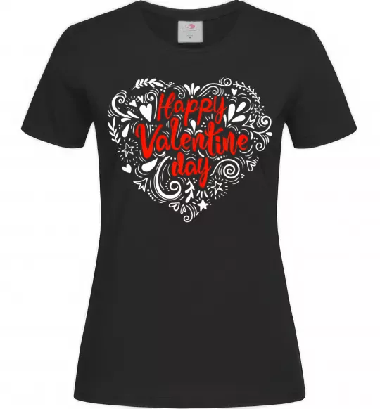 Женская футболка Happy Valentines day Черный фото