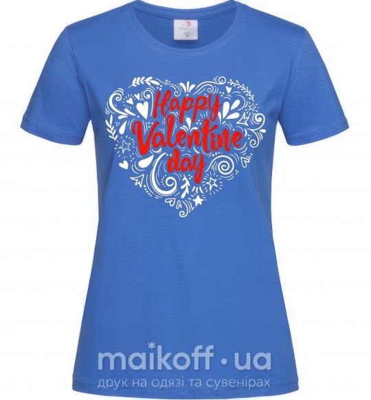 Жіноча футболка Happy Valentines day Яскраво-синій фото