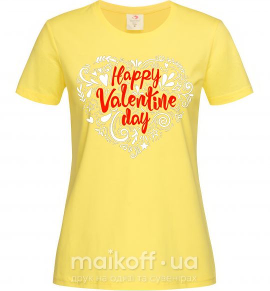Жіноча футболка Happy Valentines day Лимонний фото