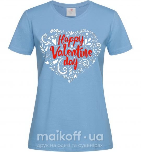 Жіноча футболка Happy Valentines day Блакитний фото