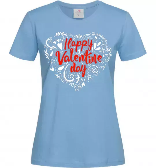 Женская футболка Happy Valentines day Голубой фото