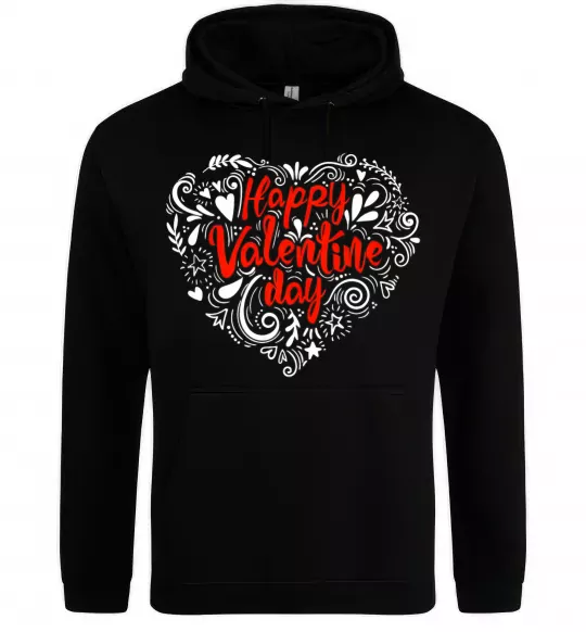 Чоловіча толстовка (худі) Happy Valentines day Чорний фото