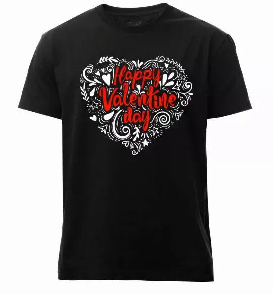 Мужская премиум футболка Happy Valentines day Черный фото