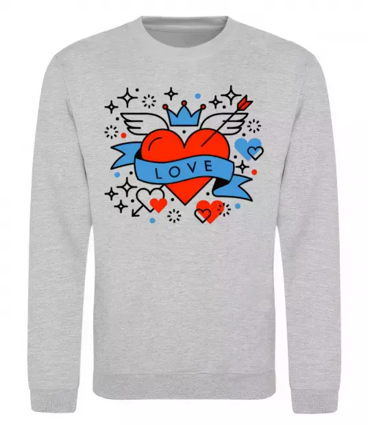 Свитшот Love old style Серый меланж фото