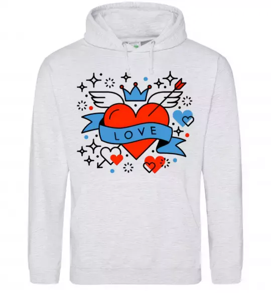 Мужская толстовка (худи) Love old style Серый меланж фото