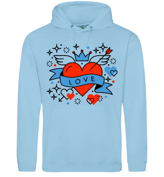 Мужская толстовка (худи) Love old style Голубой фото