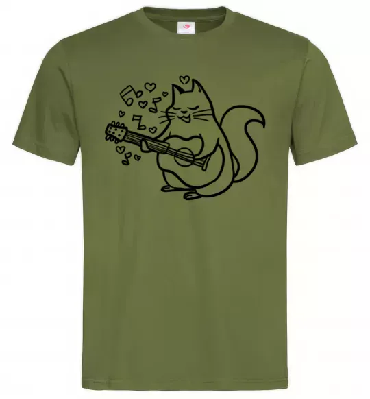 Чоловіча футболка Влюбленный кот Оливковий фото