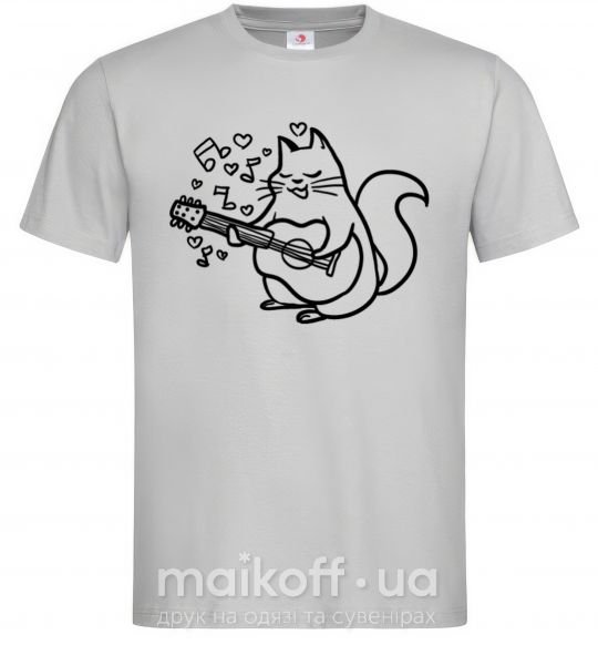 Чоловіча футболка Влюбленный кот Сірий фото