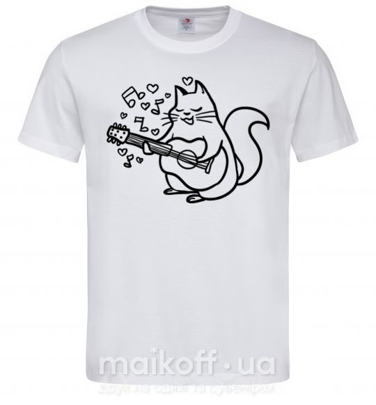 Чоловіча футболка Влюбленный кот Білий фото