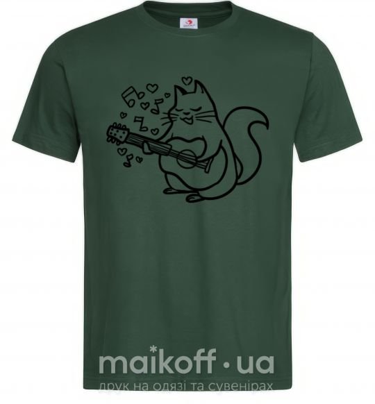 Чоловіча футболка Влюбленный кот Темно-зелений фото