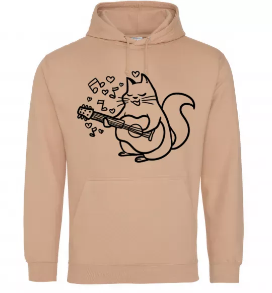 Мужская толстовка (худи) Влюбленный кот Песочный фото