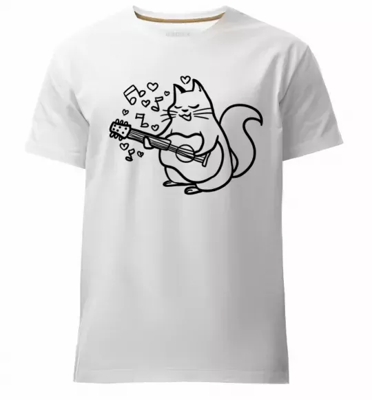 Чоловіча преміум футболка Влюбленный кот Білий фото