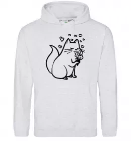 Жіноча толстовка (худі) Закохана киця Сірий меланж фото