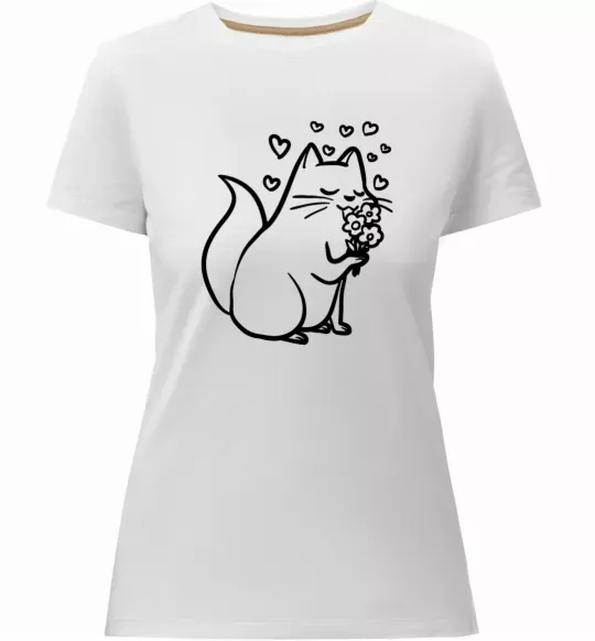 Женская премиум футболка Закохана киця Белый фото