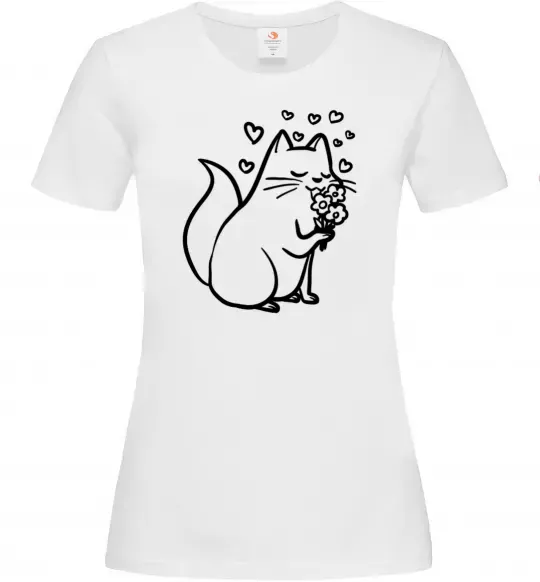 Жіноча футболка Закохана киця Білий фото