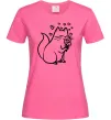 Жіноча футболка Закохана киця Яскраво-рожевий фото