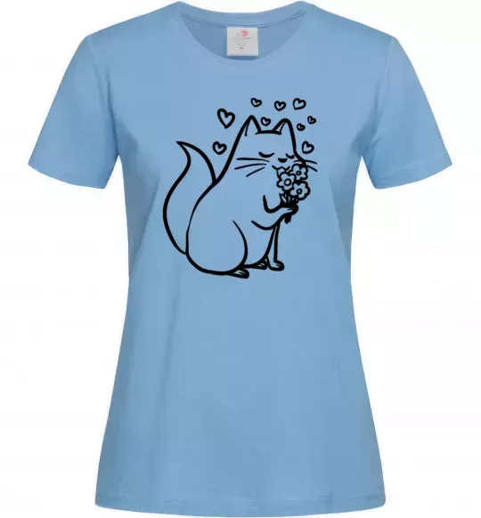 Жіноча футболка Закохана киця Блакитний фото