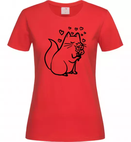 Жіноча футболка Закохана киця Червоний фото