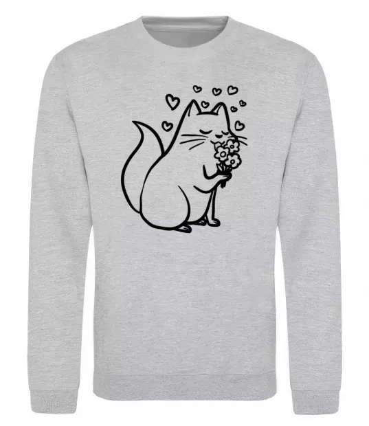 Свитшот Закохана киця Серый меланж фото
