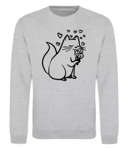 Свитшот Закохана киця Серый меланж фото