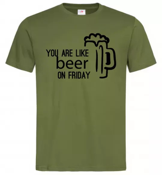 Чоловіча футболка You are like beer on friday Оливковий фото