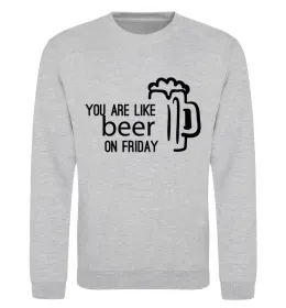 Світшот You are like beer on friday Сірий меланж фото