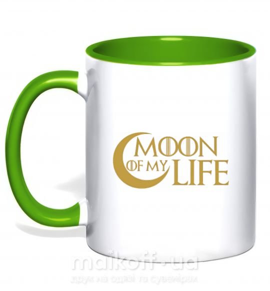 Чашка з кольоровою ручкою Moon of my life Зелений фото