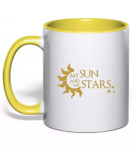 Чашка с цветной ручкой My sun and my stars Солнечно желтый фото