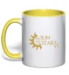 Чашка з кольоровою ручкою My sun and my stars Лимонний фото