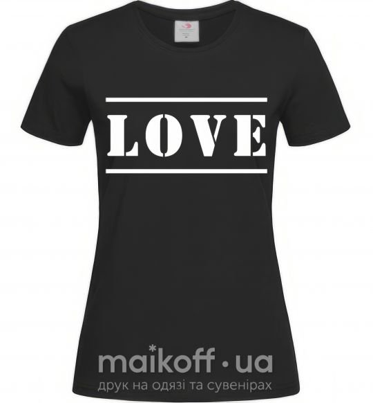 Женская футболка Love надпись Черный фото