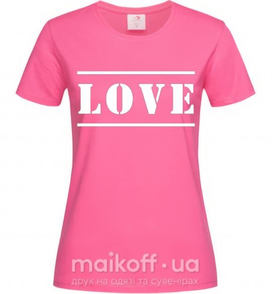 Женская футболка Love надпись Ярко-розовый фото
