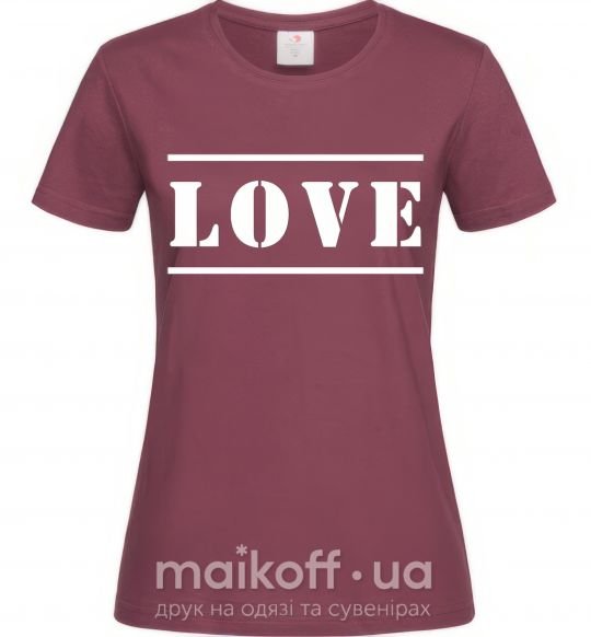 Женская футболка Love надпись Бордовый фото