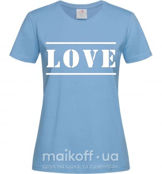 Женская футболка Love надпись Голубой фото