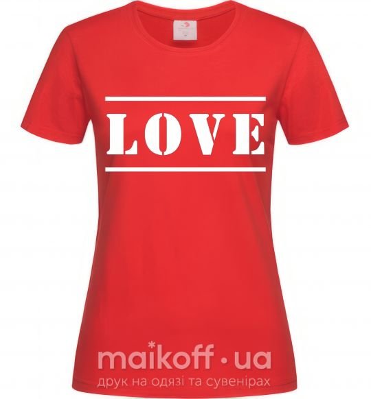 Женская футболка Love надпись Красный фото
