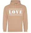 Женская толстовка (худи) Love надпись Песочный фото