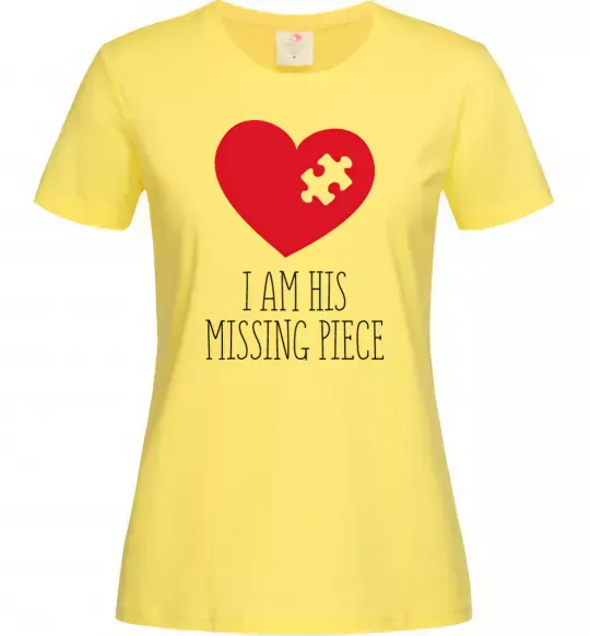 Жіноча футболка I am his missing piece Лимонний фото