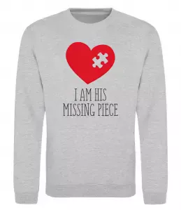 Свитшот I am his missing piece Серый меланж фото