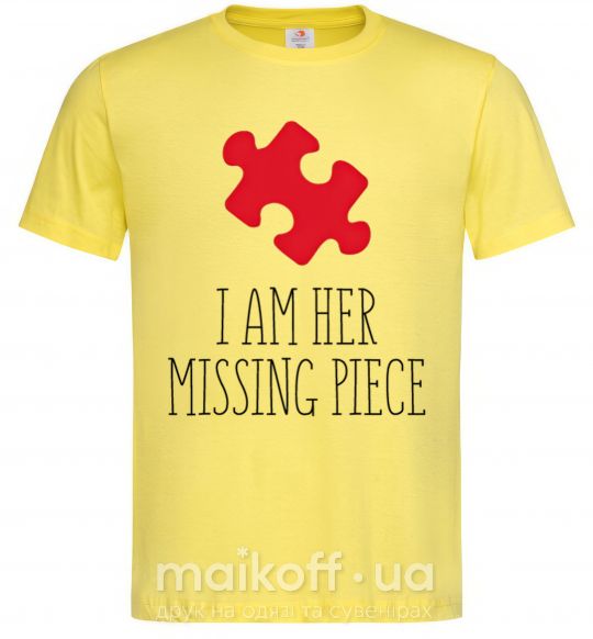 Мужская футболка I am her missing piece Лимонный фото