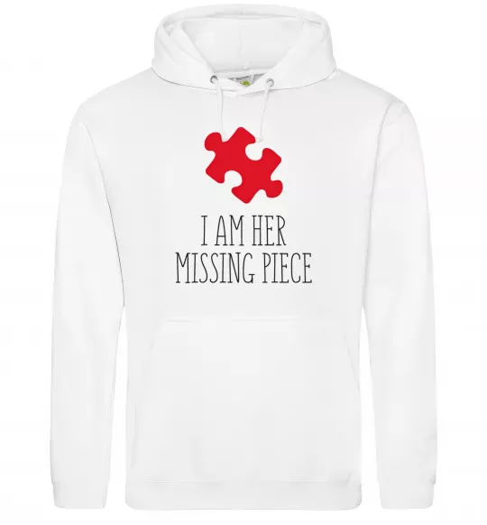 Мужская толстовка (худи) I am her missing piece Белый фото