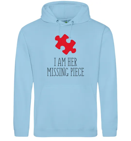 Мужская толстовка (худи) I am her missing piece Голубой фото
