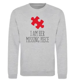 Свитшот I am her missing piece Серый меланж фото