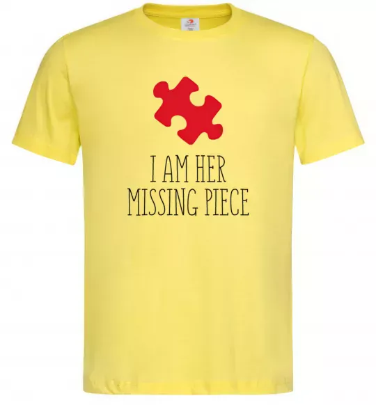 Мужская футболка I am her missing piece Лимонный фото