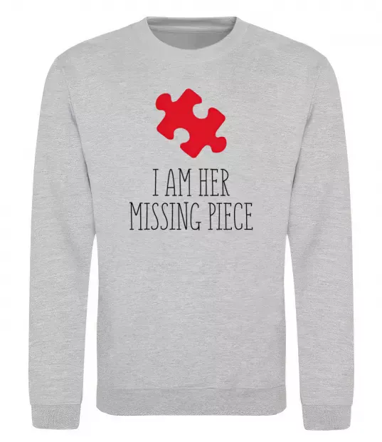 Свитшот I am her missing piece Серый меланж фото