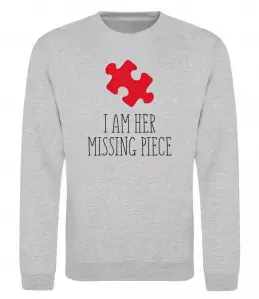 Свитшот I am her missing piece Серый меланж фото