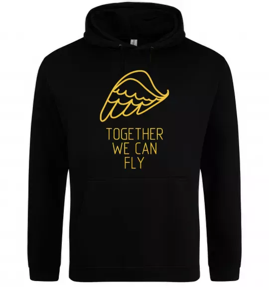 Чоловіча толстовка (худі) Together we can fly yellow Чорний фото