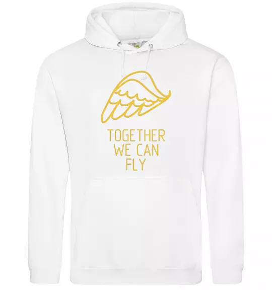 Чоловіча толстовка (худі) Together we can fly yellow Білий фото