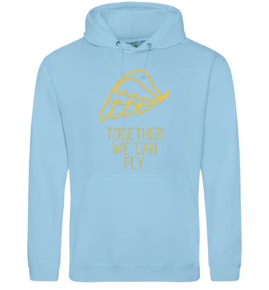 Чоловіча толстовка (худі) Together we can fly yellow Блакитний фото