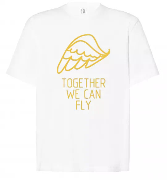 Футболка Оверсайз Together we can fly yellow Белый фото