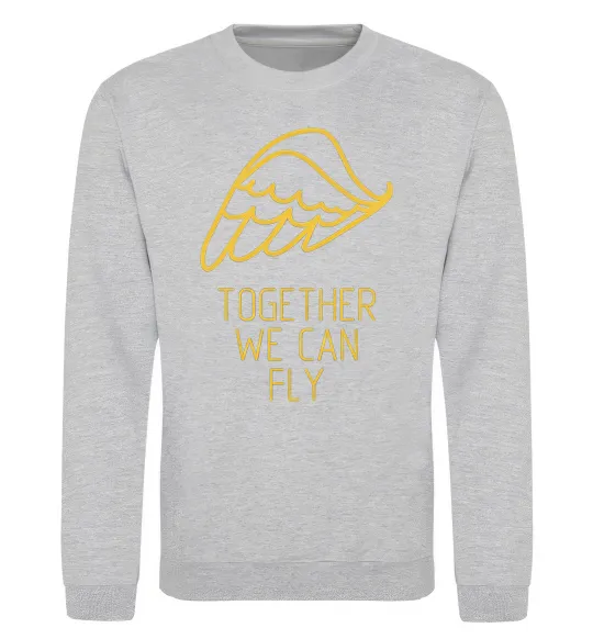 Світшот Together we can fly yellow Сірий меланж фото