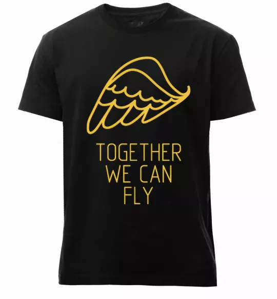 Мужская премиум футболка Together we can fly yellow Черный фото
